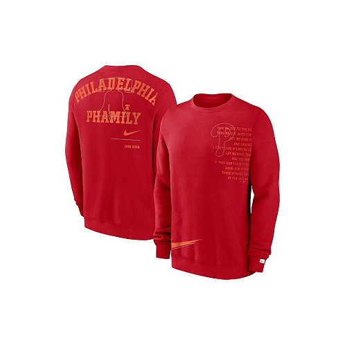Nike Mens Red Philadelphia Phillies Statement Ball Game Fleece Pullover Sweatshirt