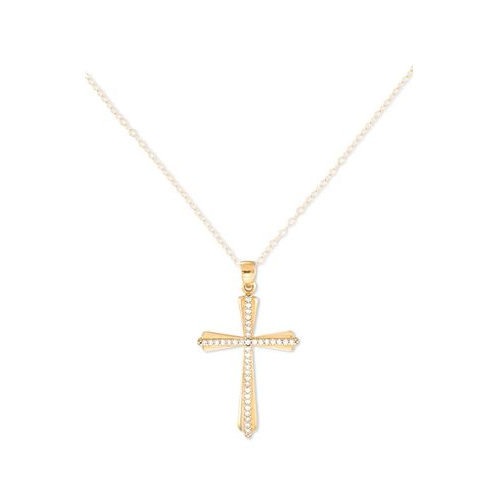 Macys Crystal Cross 18 Pendant Necklace in 10k Gold