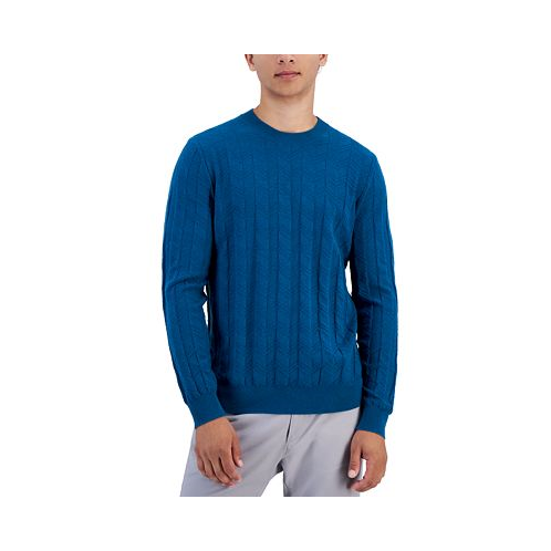 Alfani Mens Textured Chevron Long-Sleeve Crewneck Sweater