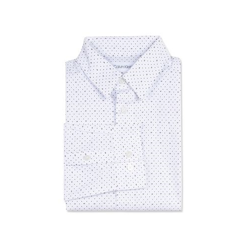 Calvin Klein Little Boys Slim-Fit Stretch Logo Dot-Print Dress Shirt