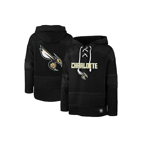 47 Brand Mens Black Charlotte Hornets 2022/23 Pregame MVP Lacer Pullover Hoodie - City Edition
