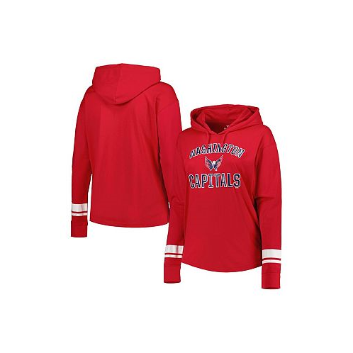 Profile Womens Red Washington Capitals Colorblock Plus Size Pullover Hoodie Jacket