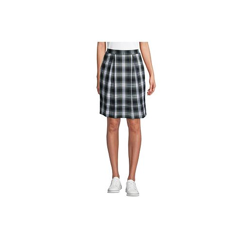 Lands End Womens School Uniform Plaid Pleated Skort Top of Knee