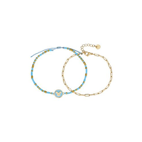 Disney Unwritten 14K Gold Plated and Blue Mickey Mouse Bracelet Set