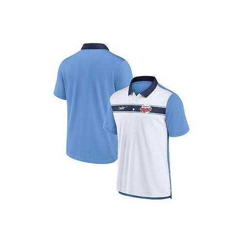 Nike Mens White Light Blue Minnesota Twins Rewind Stripe Polo Shirt