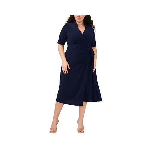 MSK Plus Size Collared Wrap Dress