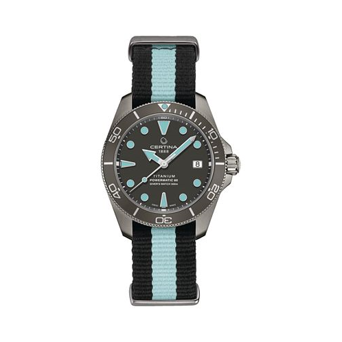Certina Womens Swiss Automatic DS Action Diver Black & Blue Stripe Synthetic Strap Watch 38mm