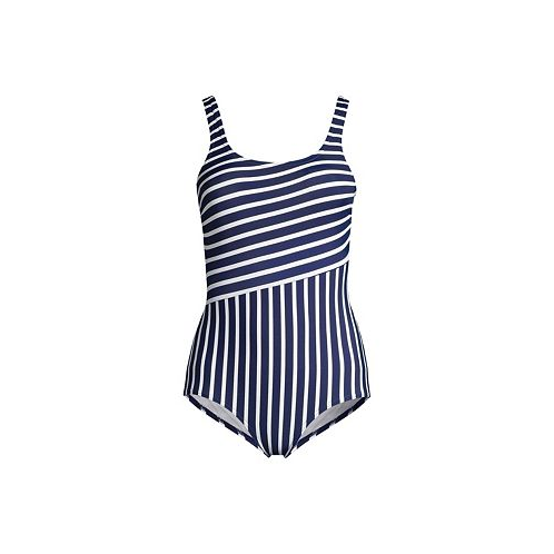 Lands End Womens DD-Cup Chlorine Resistant Soft Cup Tugless Sporty One Piece Swimsuit