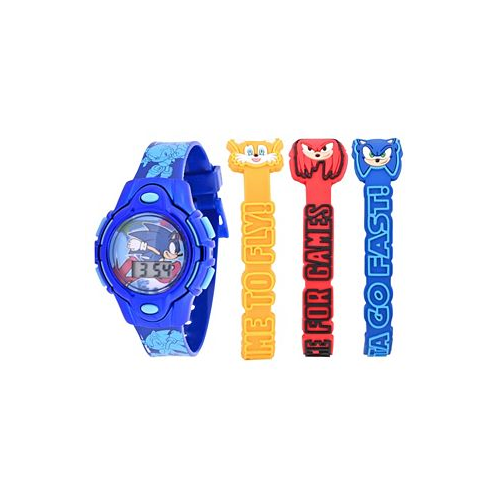 Accutime Kids Unisex Sega Sonic the Hedgehog Blue Silicone Strap Watch 35.5mm Set