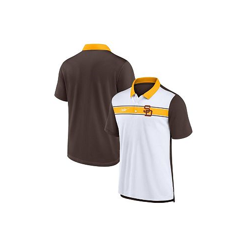 Nike Mens White Brown San Diego Padres Rewind Stripe Polo Shirt