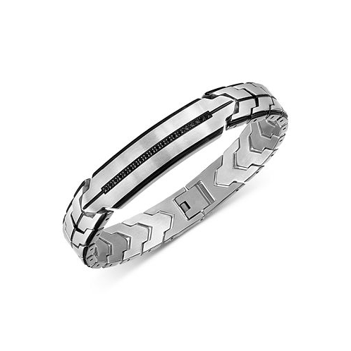 Esquire Mens Jewelry Black Diamond Chevron Link Bracelet (1/4 ct. t.w.) in Stainless Steel