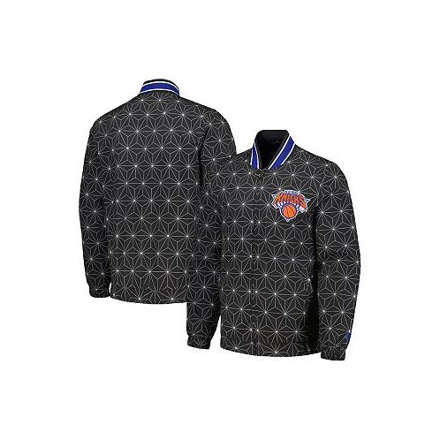 Starter Mens Black New York Knicks In-Field Play Fashion Satin Full-Zip Varsity Jacket