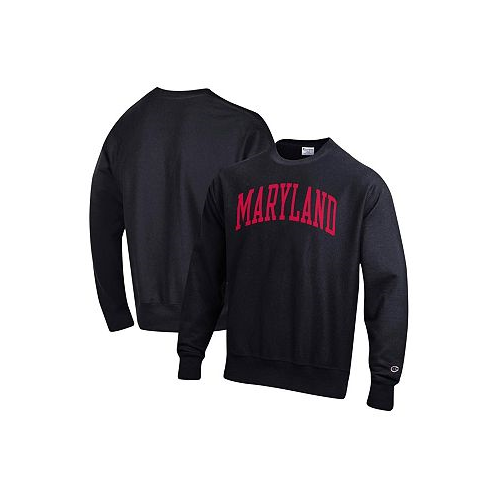 Champion Mens Black Maryland Terrapins Arch Reverse Weave Pullover Sweatshirt