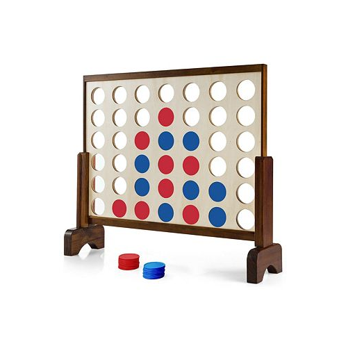 Costway Giant 4 In A Row Game Wood Board Connect Game Toy For Adults Kids w/Carrying bag