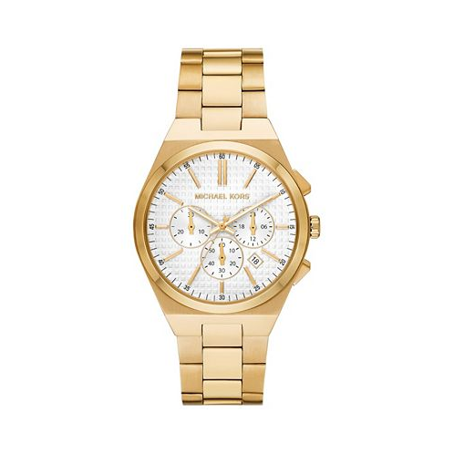Michael Kors Mens Lennox Quartz Chronograph Gold-Tone Stainless Steel Watch 40mm