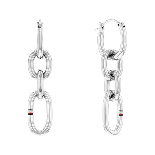 Tommy Hilfiger Womens Silver-Tone Stainless Steel Chain Earring