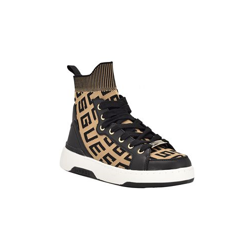 GUESS Womens Mannen Knit Lace Up Hi Top Fashion Sneakers