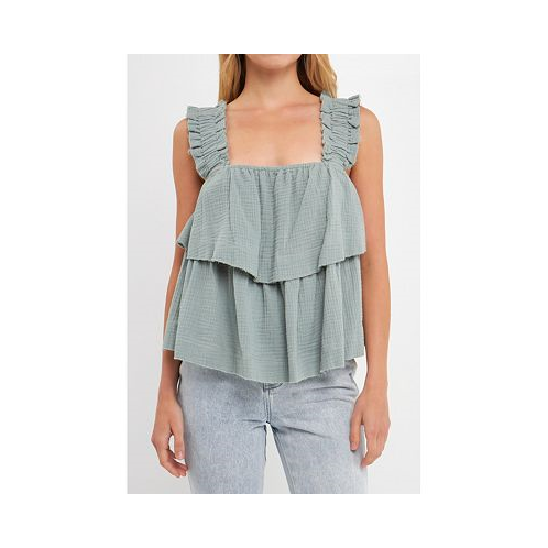 Free the Roses Womens Ruffled Straps with Tiered Top