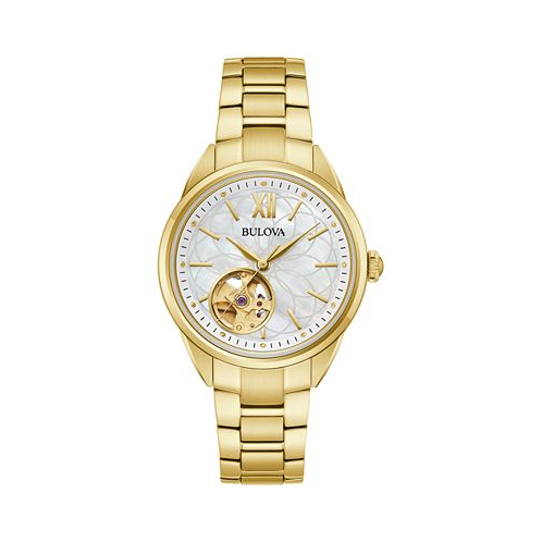 Bulova Womens Automatic Classic Sutton Gold-Tone Stainless Steel Bracelet Watch 35mm