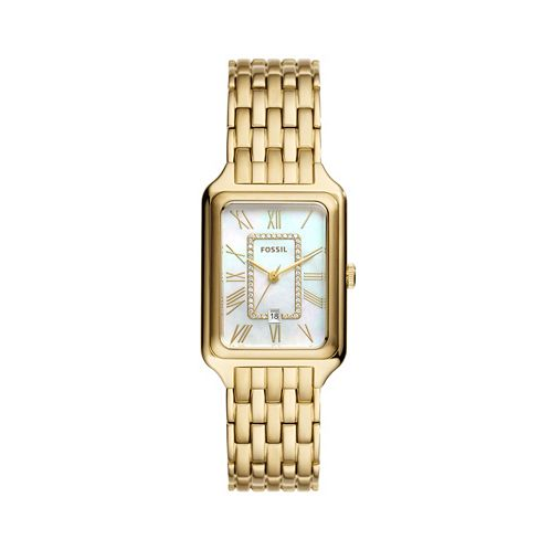 Fossil Womens Raquel Three-Hand Date Gold-Tone Stainless Steel Watch 26mm