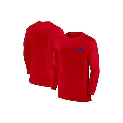 Nike Mens Red Buffalo Bills Sideline Coach Performance Long Sleeve T-shirt