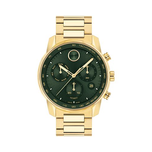 Movado Mens Bold Verso Swiss Quartz Chrono Ionic Plated Gold Steel Watch 44mm