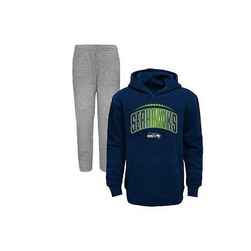 Outerstuff Toddler Boys and Girls College Navy Heather Gray Seattle Seahawks Double-Up Pullover Hoodie and Pants Set