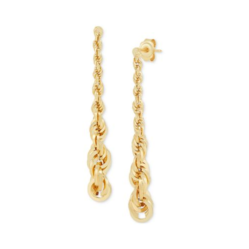Italian Gold Graduated Rope Linear Earrings in 14k Gold 1 1/2 inch