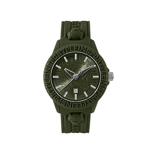 Plein Sport Mens Watch 3 Hand Date Quartz Fearless Green Silicone Strap Watch 43mm