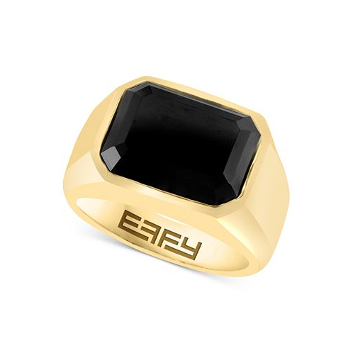 EFFY Collection EFFY Mens Onyx Ring in 14k Gold-Plated Sterling Silver