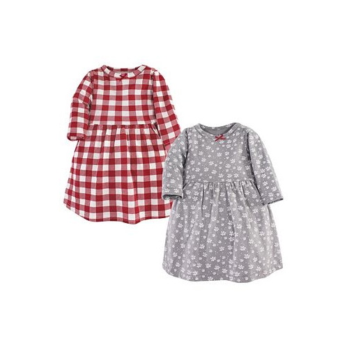 Hudson Baby Toddler Girls Cotton Long-Sleeve Dresses 2pk Snowflake