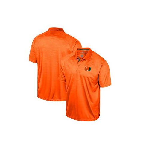 Colosseum Mens Orange Miami Hurricanes Honeycomb Raglan Polo Shirt