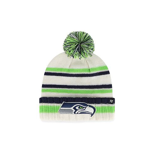 47 Brand Big Boys and Girls Cream Seattle Seahawks Driftway Cuffed Knit Hat with Pom