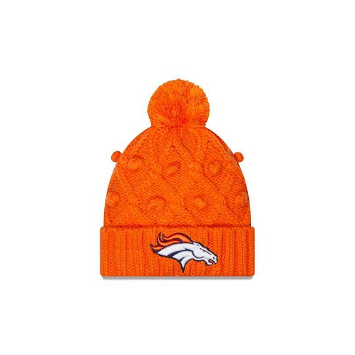 New Era Big Girls Orange Denver Broncos Toasty Cuffed Knit Hat with Pom