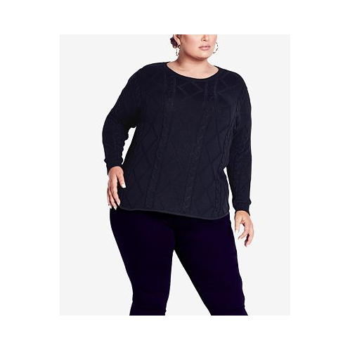 AVENUE Plus Size Carina Cable Knit Round Neck Sweater