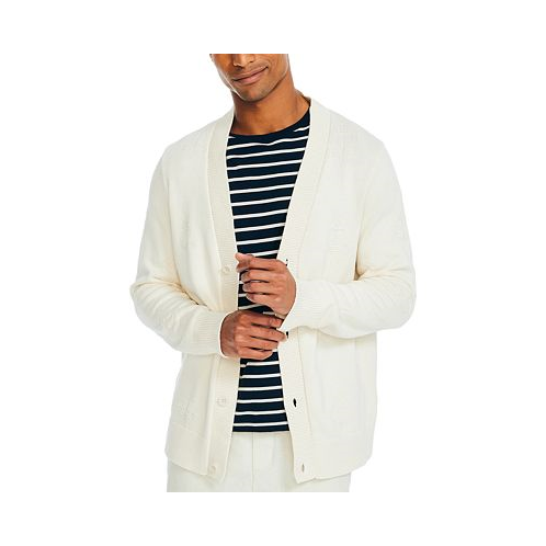 Nautica Mens Textured Anchor Button-Front Long Sleeve Cardigan Sweater