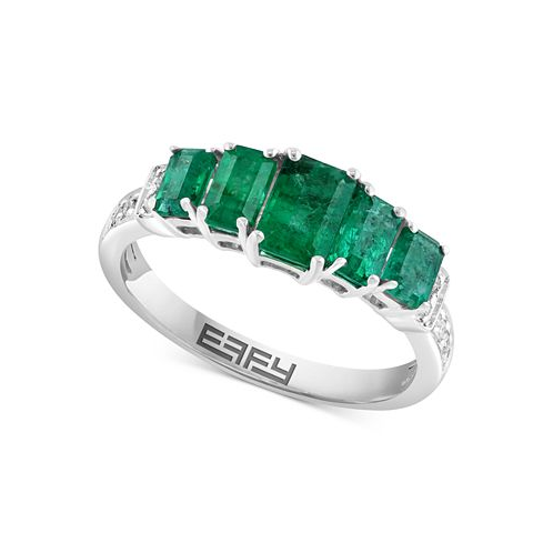 EFFY Collection EFFY Emerald (1-3/8 ct. t.w.) & Diamond (1/10 ct. t.w.) Statement Ring in Sterling Silver