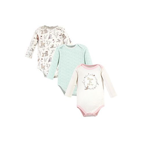 Hudson Baby Infant Girl Cotton Long-Sleeve Bodysuits Enchanted Forest Dream 3-Pack