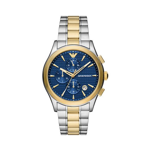 Emporio Armani Mens Chronograph Paolo Two-Tone Stainless Steel Bracelet Watch 42mm