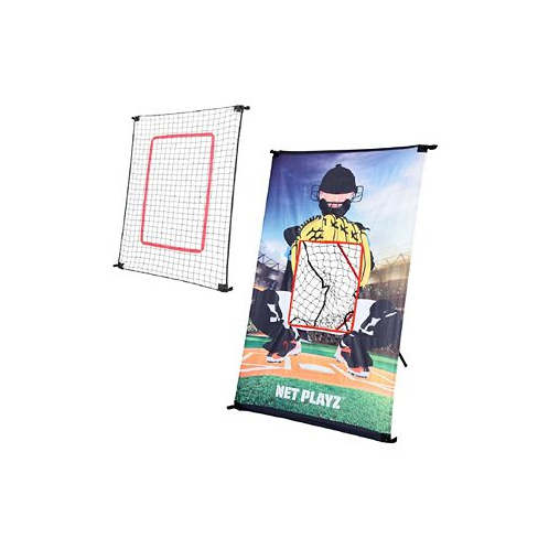 NET PLAYZ Baseball Combo Junior Baseball Softball Trainer Combo Pitchback Rebounder Net and Pitching Target Panel with Carry Bag 3 x 5