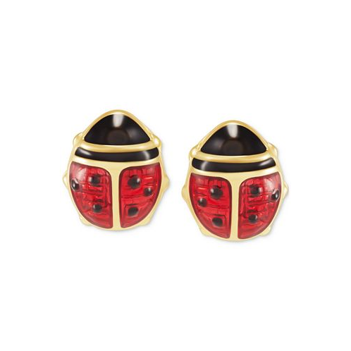 Macys Red Enamel Ladybug Stud Earrings in 10k Gold