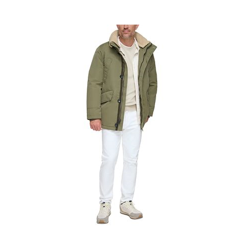 Marc New York Mens Wittstock Insulated Full-Zip Waxed Parka with Removable Fleece Trim
