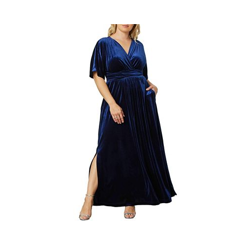 Kiyonna Womens Plus Size Verona Velvet Evening Gown