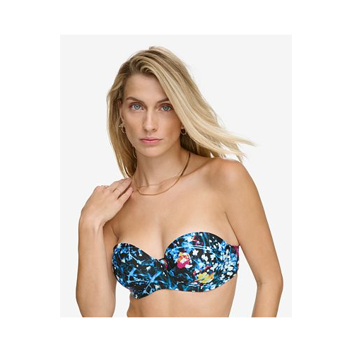 Calvin Klein Womens Printed Balconette Ruched Underwire Bikini Top