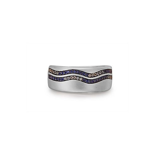 LuvMyJewelry Lifes a Beach Design Sterling Silver Blue Sapphire Topaz Gemstone Band Men Ring
