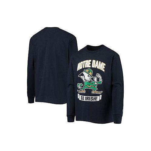 Champion Big Boys Navy Distressed Notre Dame Fighting Irish Strong Mascot Team T-shirt