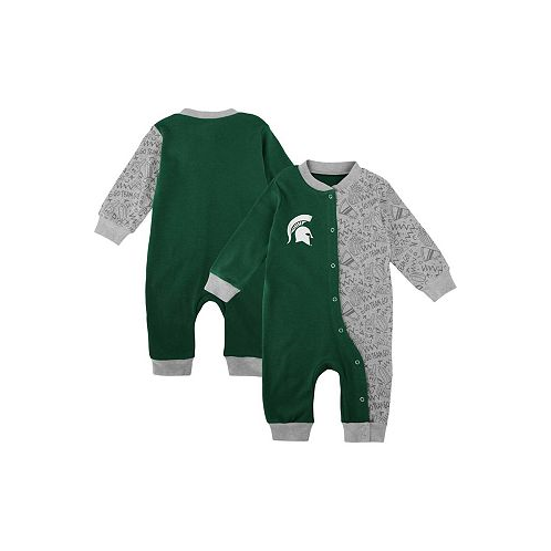 Outerstuff Newborn and Infant Boys and Girls Green Michigan State Spartans Playbook Two-Tone Full-Snap Jumper