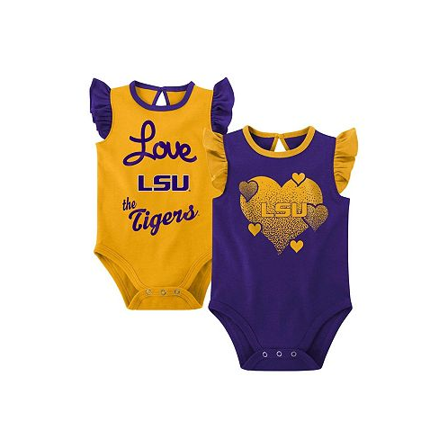 Outerstuff Girls Newborn and Infant Purple Gold LSU Tigers Spread the Love 2-Pack Bodysuit Set