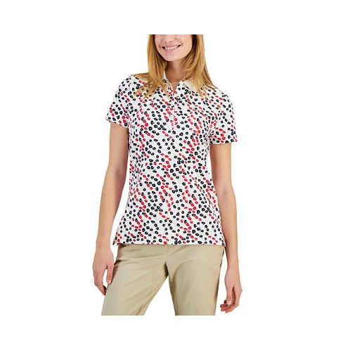 Tommy Hilfiger Womens Ditsy-Floral Printed Polo Top