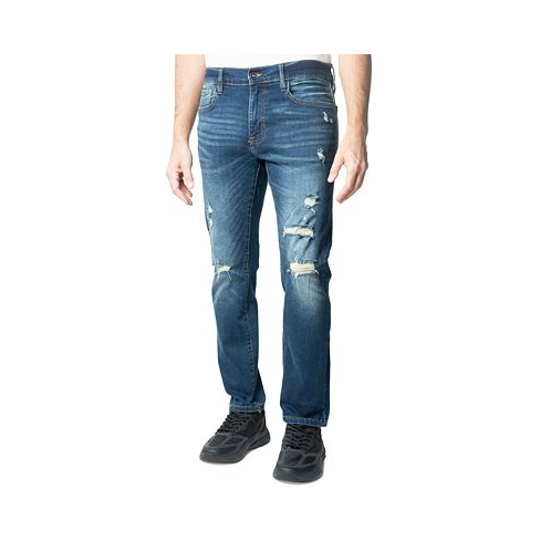 Lazer Mens Skinny-Fit Five-Pocket Patch Jeans